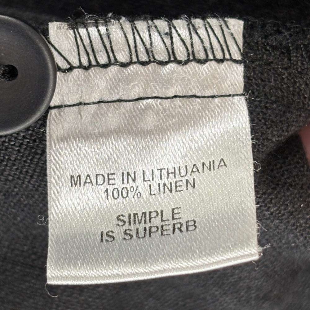 Flax 100% Linen Black Sleeveless Button-Down Lagenlook Shirt Tunic Dress, size M - Picture 4 of 11